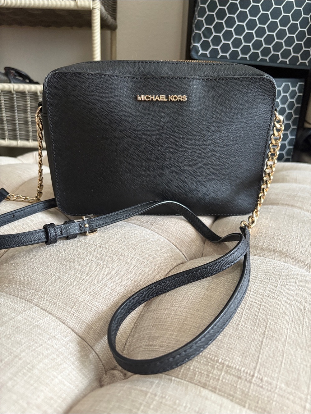 Michael Kors Black Crossbody with Gold Hardware